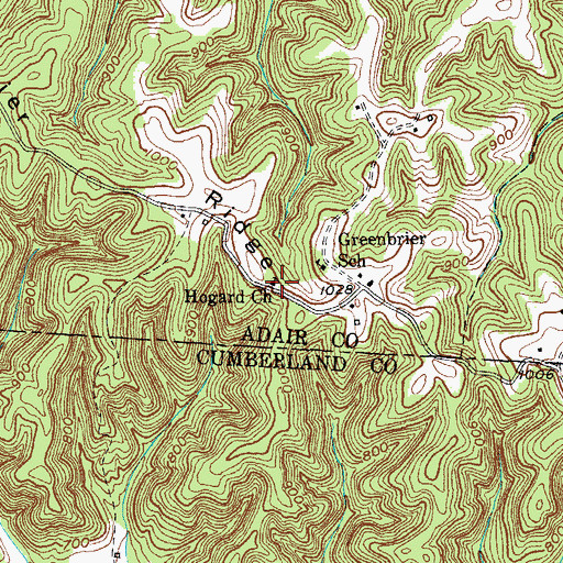 Topographic Map of Hogard Church, KY