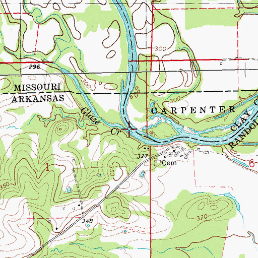 Topographic Map of Glaze Creek, AR