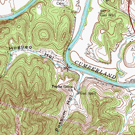Topographic Map of Hogpen Hollow, KY