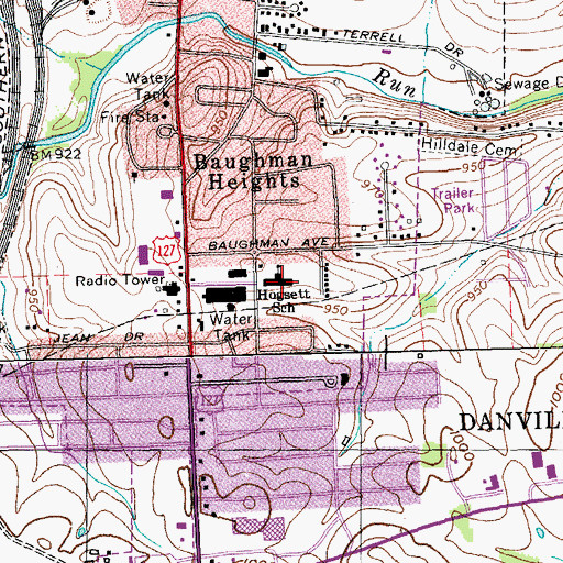 Topographic Map of Hogsett Elementary School, KY