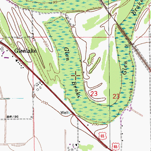 Topographic Map of Glen Brake, AR