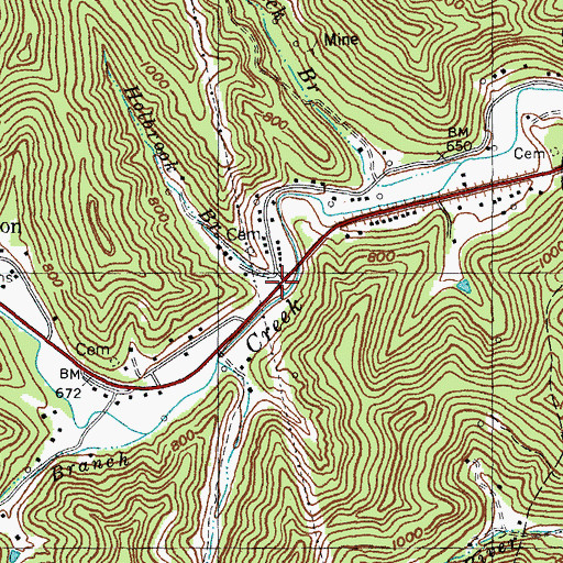 Topographic Map of Holbrook Branch, KY