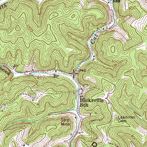 Topographic Map of Holbrook Branch, KY