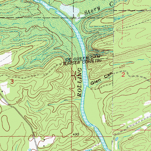 Topographic Map of Glen Canyon, AR