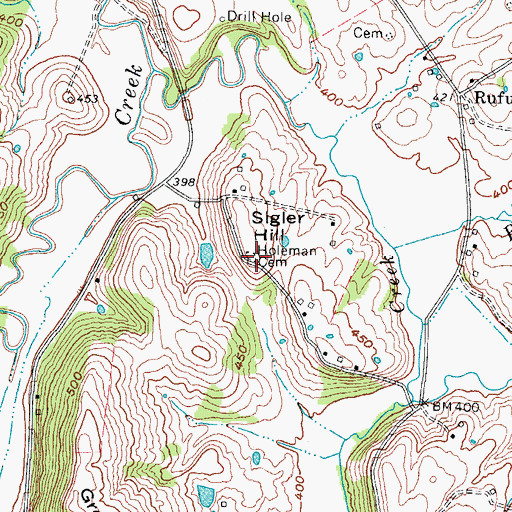 Topographic Map of Holeman Cemetery, KY