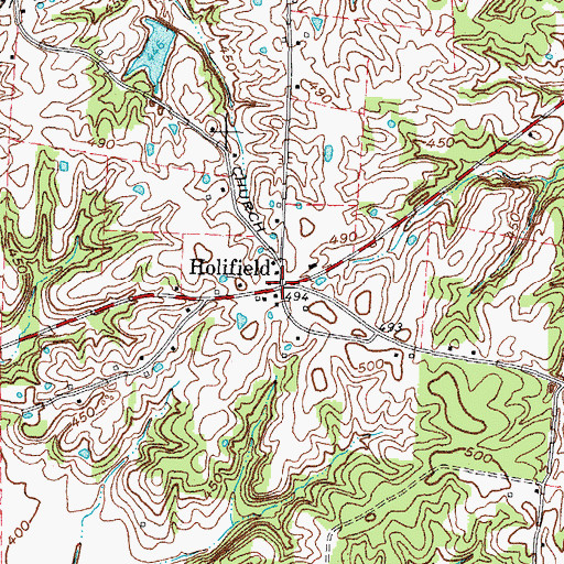 Topographic Map of Holifield, KY