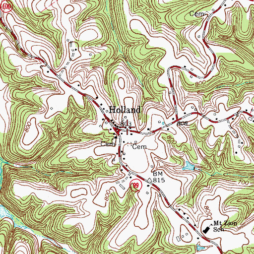 Topographic Map of Holland, KY