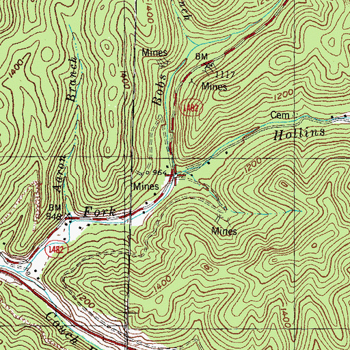 Topographic Map of Hollins Fork, KY