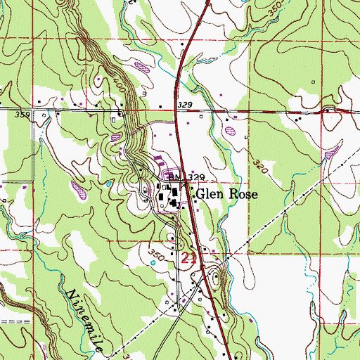 Topographic Map of Glen Rose, AR
