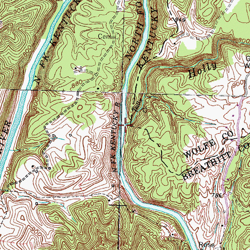 Topographic Map of Holly Creek, KY
