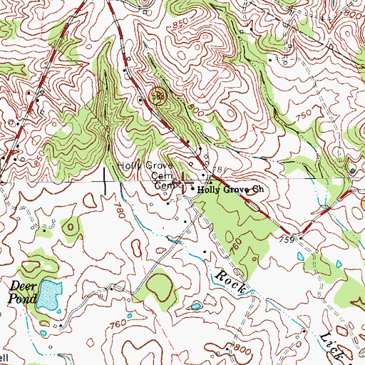 Topographic Map of Holly Grove Cemetery, KY