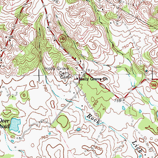Topographic Map of Holly Grove Church, KY