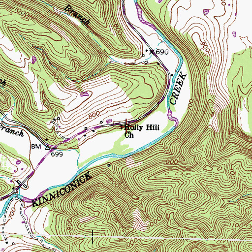 Topographic Map of Holly Hill Church, KY