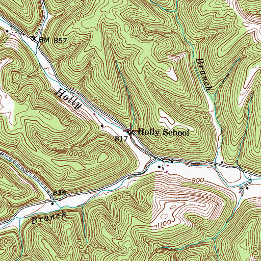 Topographic Map of Holly School, KY