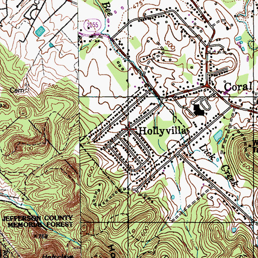 Topographic Map of Hollyvilla, KY
