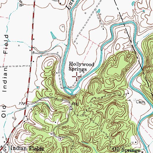 Topographic Map of Hollywood Springs, KY