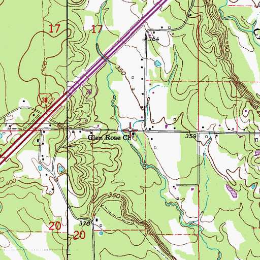 Topographic Map of Glen Rose Church, AR