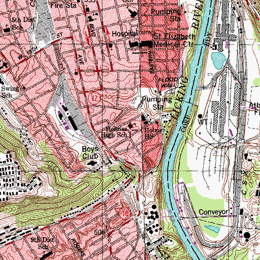 Topographic Map of Holmes High School, KY