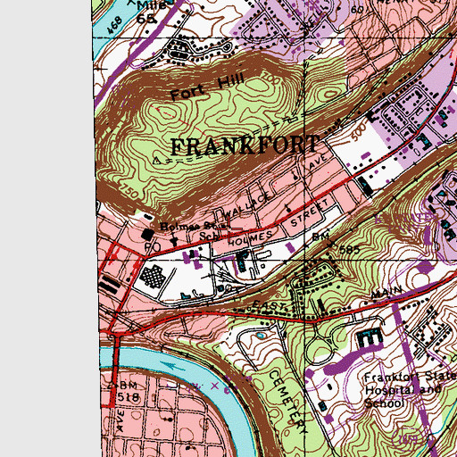 Topographic Map of Holmes Saint School, KY