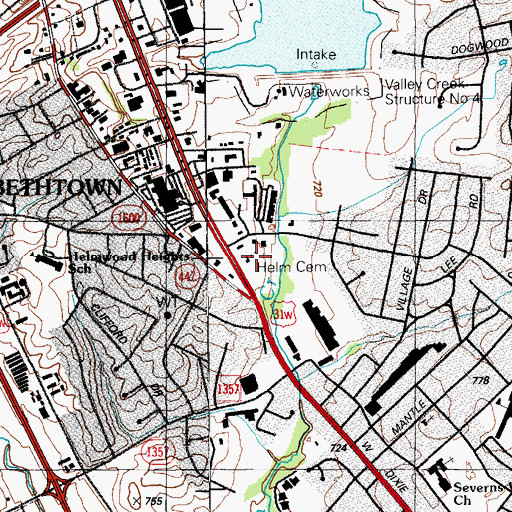 Topographic Map of Holy Cemetery, KY