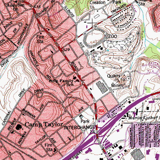 Topographic Map of Holy Family School, KY