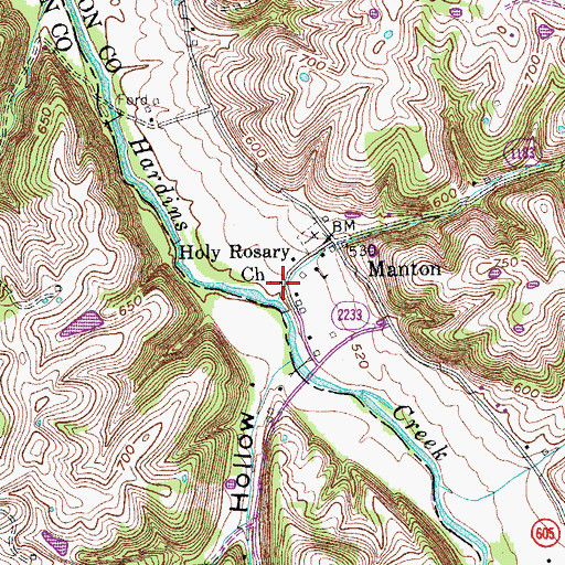 Topographic Map of Holy Rosary Church, KY