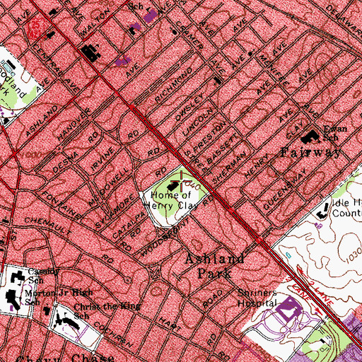 Topographic Map of Home of Henry Clay, KY