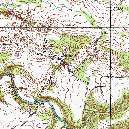 Topographic Map of Homer, KY