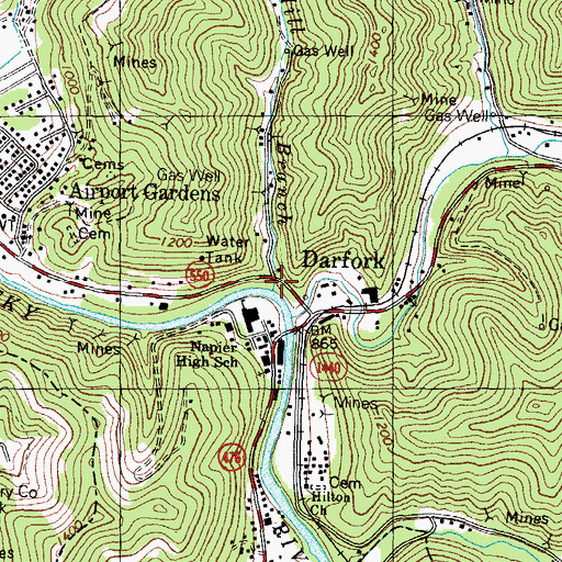 Topographic Map of Hominy Mill Branch, KY