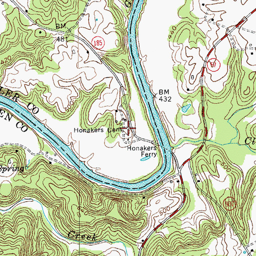 Topographic Map of Honakers Cemetery, KY