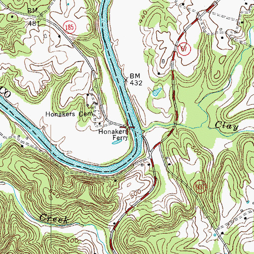 Topographic Map of Honakers Ferry, KY