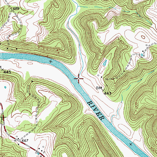 Topographic Map of Honey Creek, KY