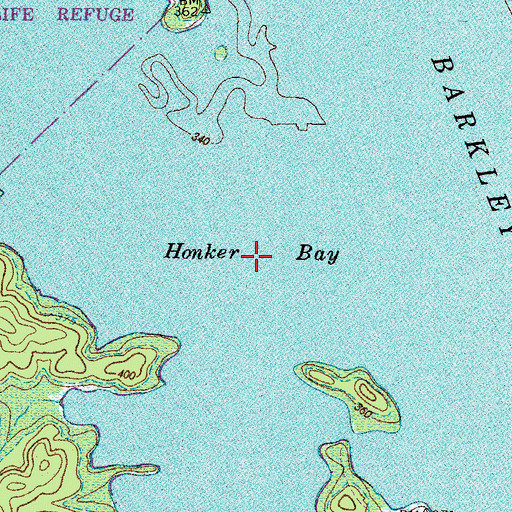 Topographic Map of Honker Bay, KY