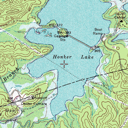 Topographic Map of Honker Lake, KY