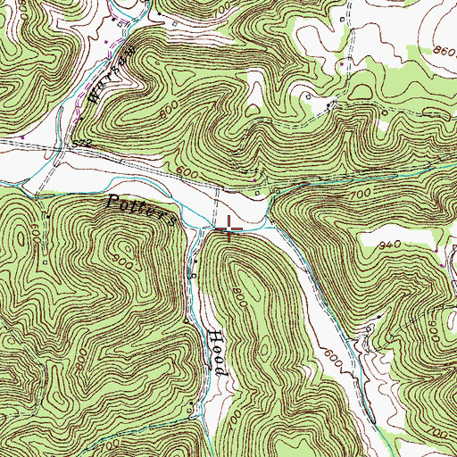 Topographic Map of Hood Branch, KY