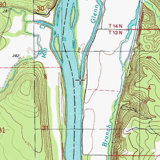 Topographic Map of Glenn Slough, AR