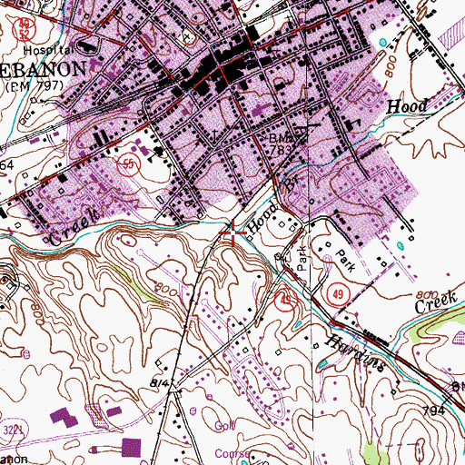 Topographic Map of Hood Branch, KY