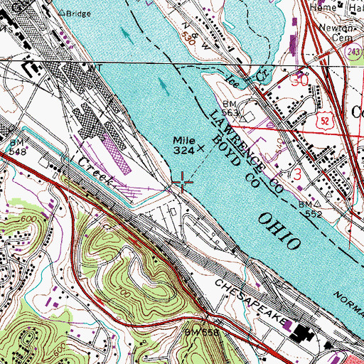 Topographic Map of Hood Creek, KY
