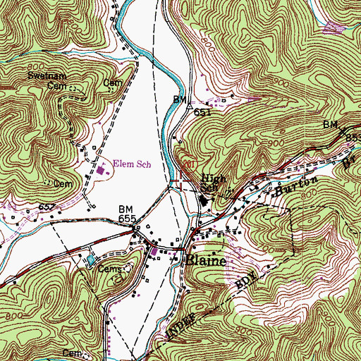 Topographic Map of Hood Creek, KY