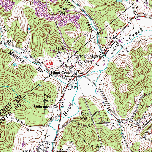 Topographic Map of Hood Creek Church, KY
