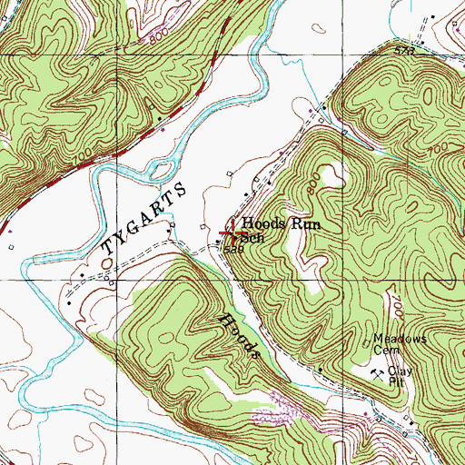 Topographic Map of Hoods Run School, KY