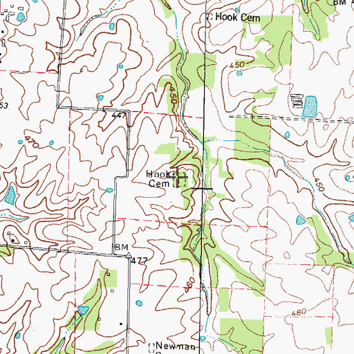 Topographic Map of Hook Cemetery, KY