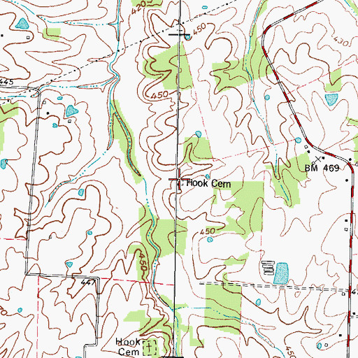 Topographic Map of Hook Cemetery, KY