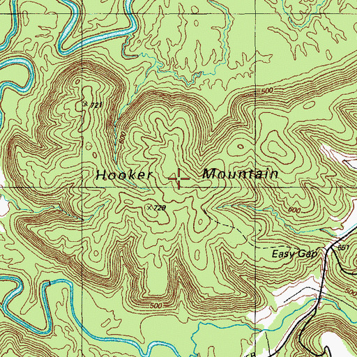 Topographic Map of Hooker Mountain, KY