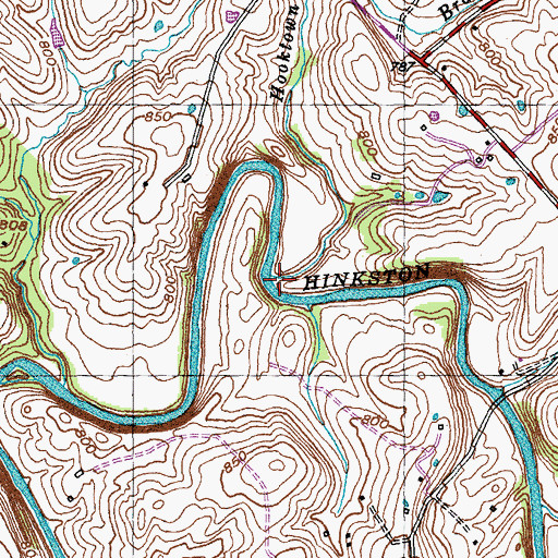 Topographic Map of Hooktown Branch, KY