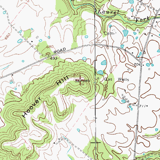 Topographic Map of Hoover Hill, KY
