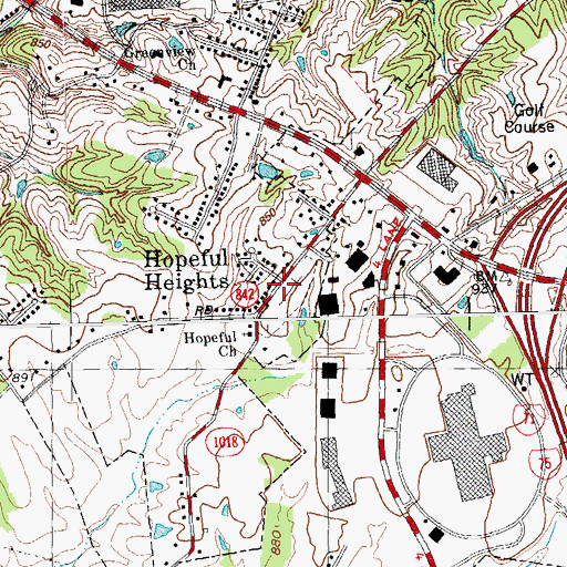 Topographic Map of Hopeful Heights, KY