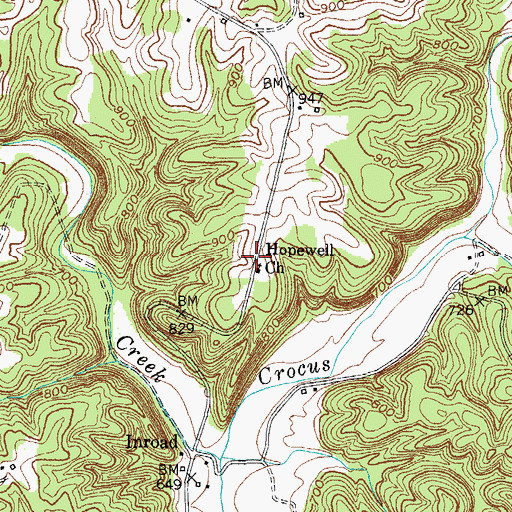 Topographic Map of Hopewell Baptist Church, KY