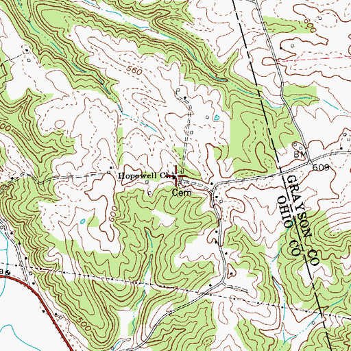 Topographic Map of Hopewell Church, KY