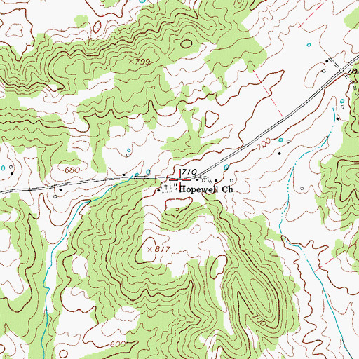 Topographic Map of Hopewell Church, KY